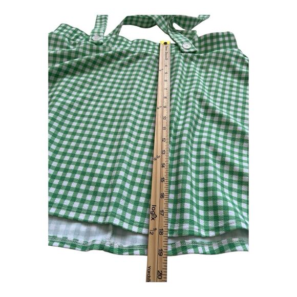 Midnight Hour HT Suspender Skirt Womens 2X Green White Gingham Skater Pin-Up - Picture 8 of 10